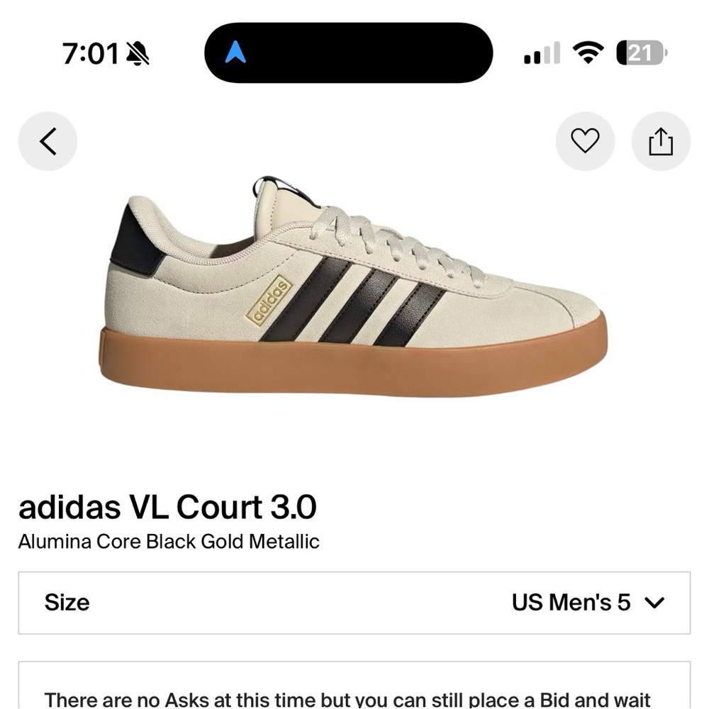 Adidas VL Court 3.0 Sneakers - Cream and Black